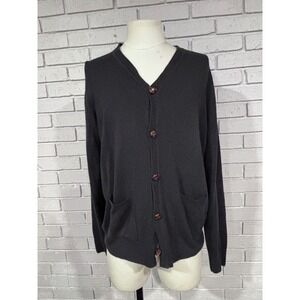 Geoffrey Beene Mens Super Soft Charcoal Gray V-Neck Button Cardigan Sweater L